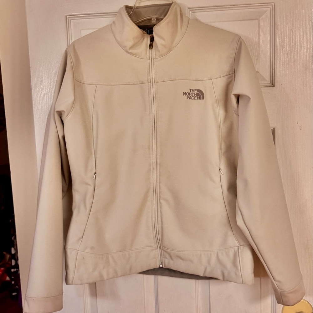 The North Face Women’s Beige Soft Shell Jacket LG Fleece Lined Full Zip